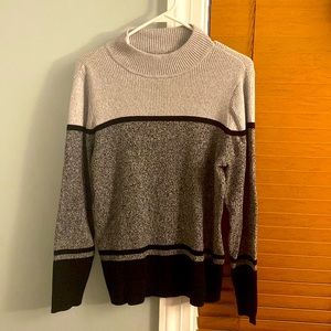 Women’s Black and Gray Mock Turtleneck Sweater, size L